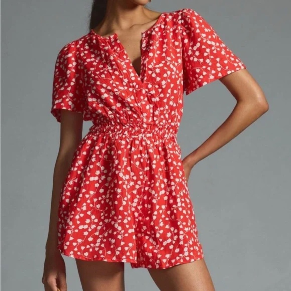 Sugarlips anthropology Red floral Mini Dress women size medium - Picture 2 of 10